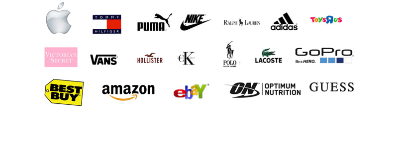 Logotipo de grandes marcas e lojas americanas